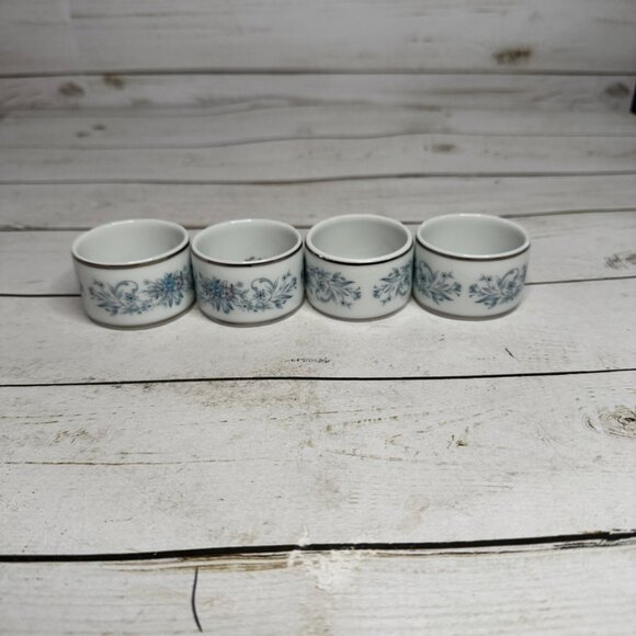 Noritake Blue Hill 2482 Napkin Rings Set of 4 Fine China Floral - Picture 4 of 8